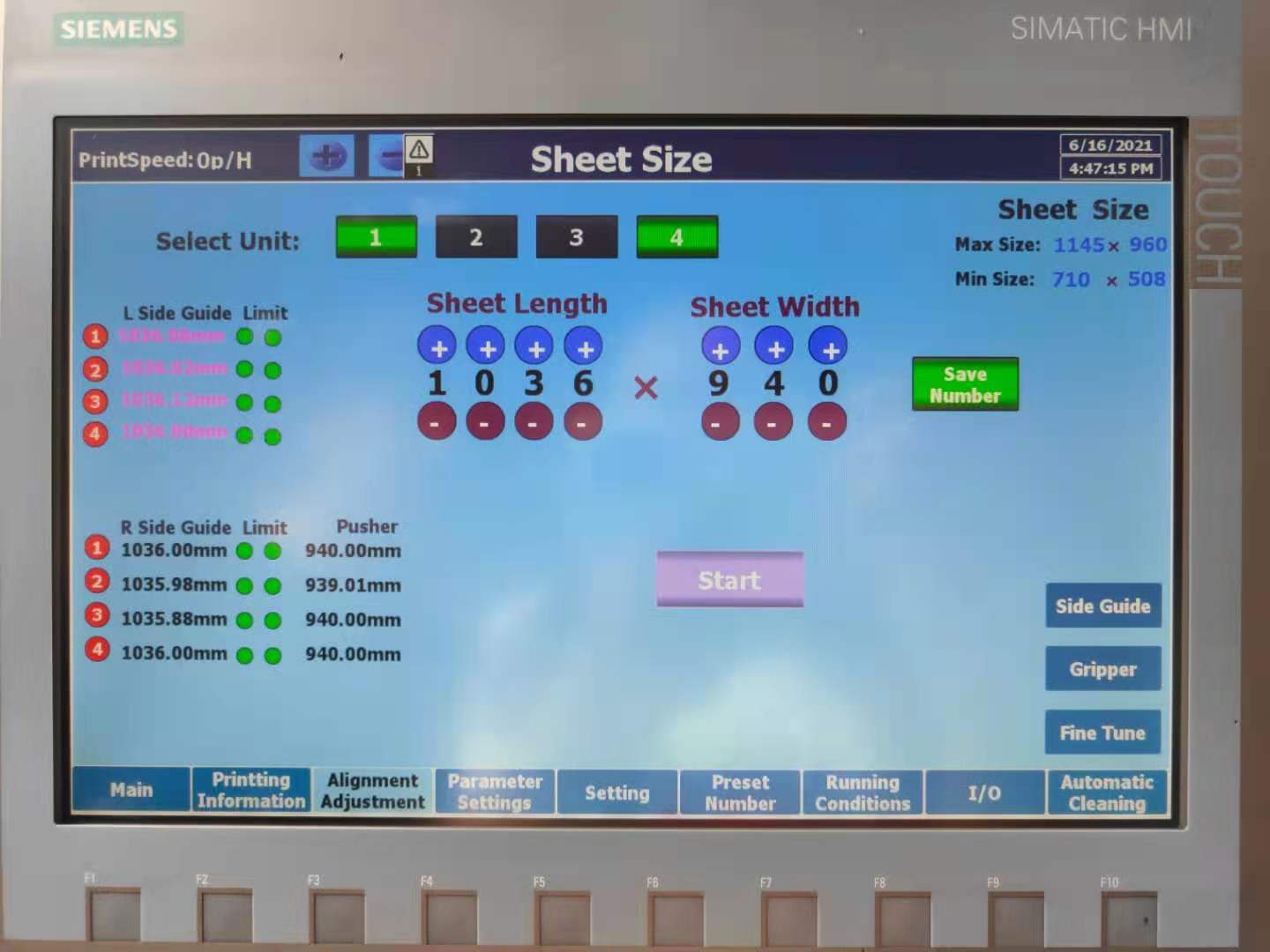 Sistema di cambio fogli digitali con un pulsante per la stampa di metallo